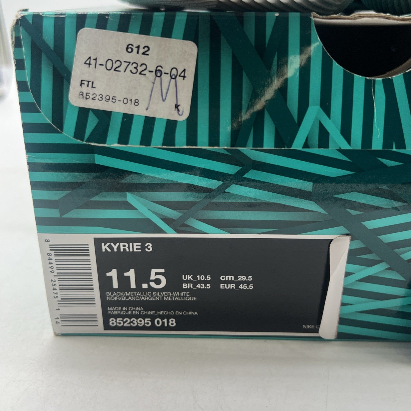 Size 11.5 - Nike Kyrie 3 Black Ice (852395-018)