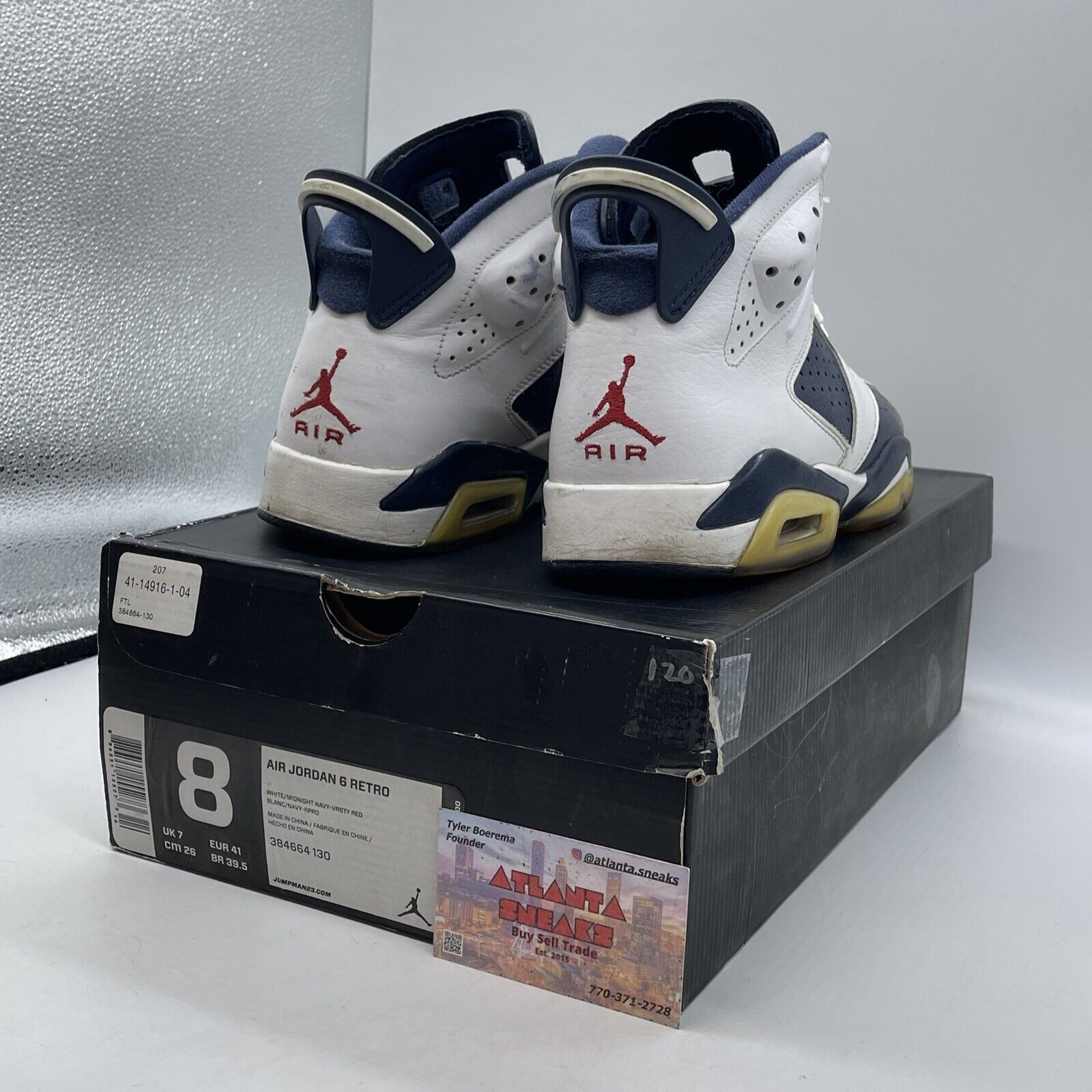 Size 8 - Air Jordan 6 Retro 2012 Olympic Blue White Leather (384664-130)