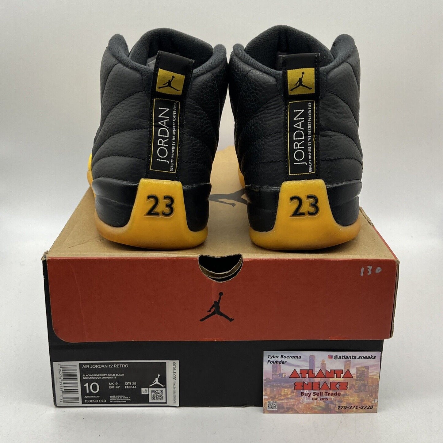 Size 10 - Jordan 12 Retro University Gold 2020 Black Yellow (130690-070)