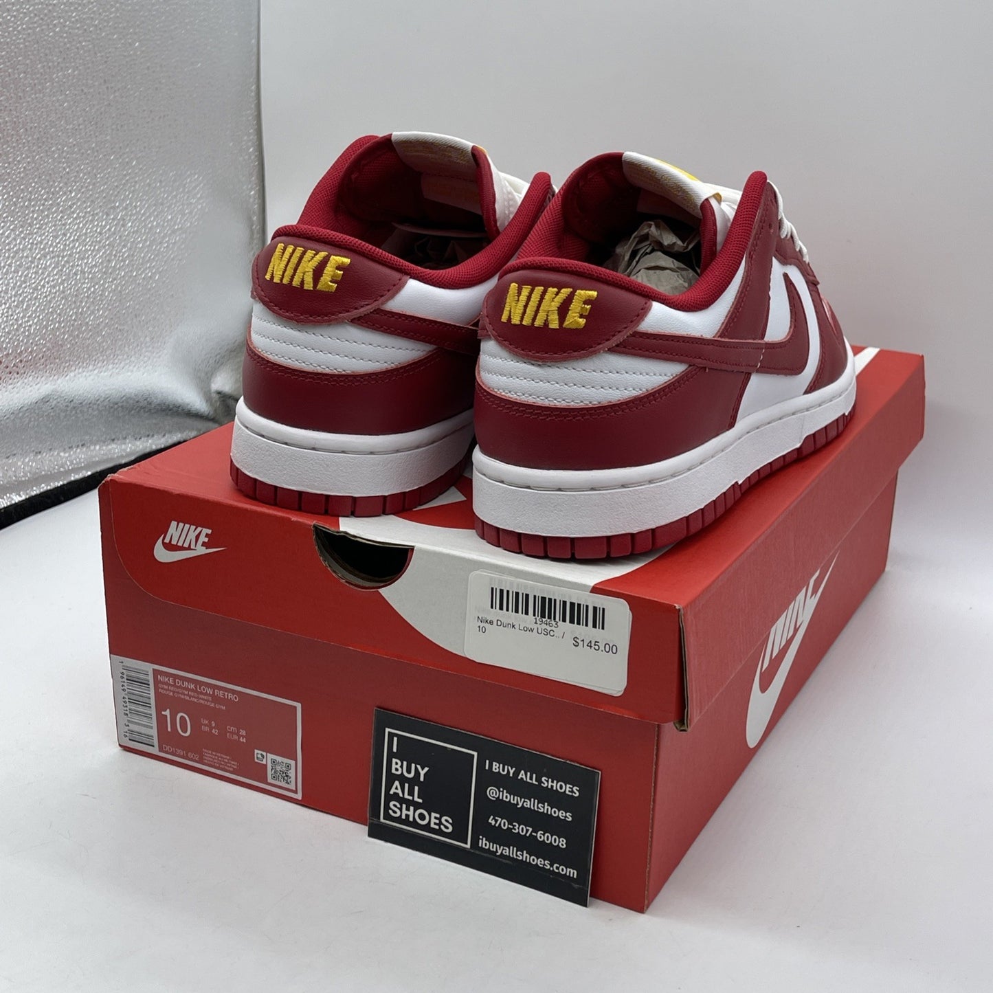 Size 10 - Nike Dunk Low Gym Red White Yellow Leather (DD1391-602)
