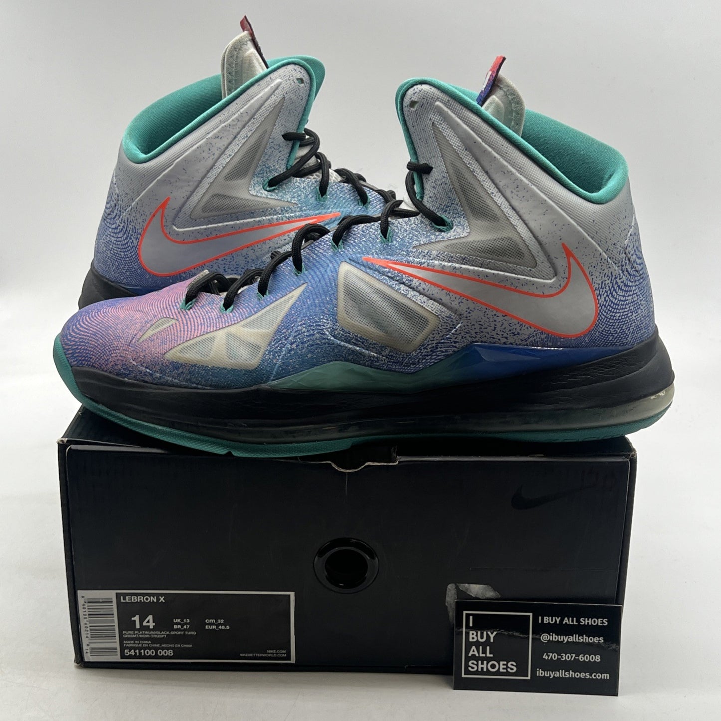 Size 14 - Nike LeBron 10 Pure Platinum (541100-008)