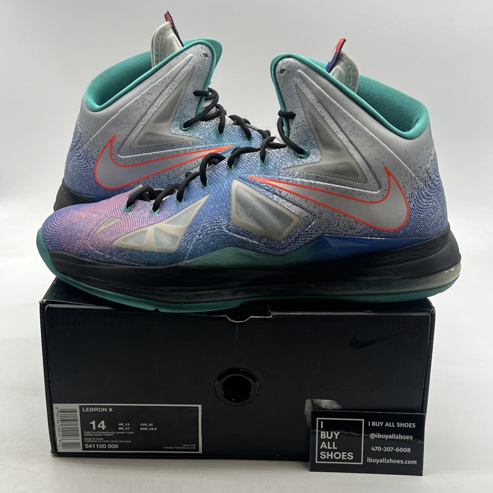 Size 14 - Nike LeBron 10 Pure Platinum (541100-008)