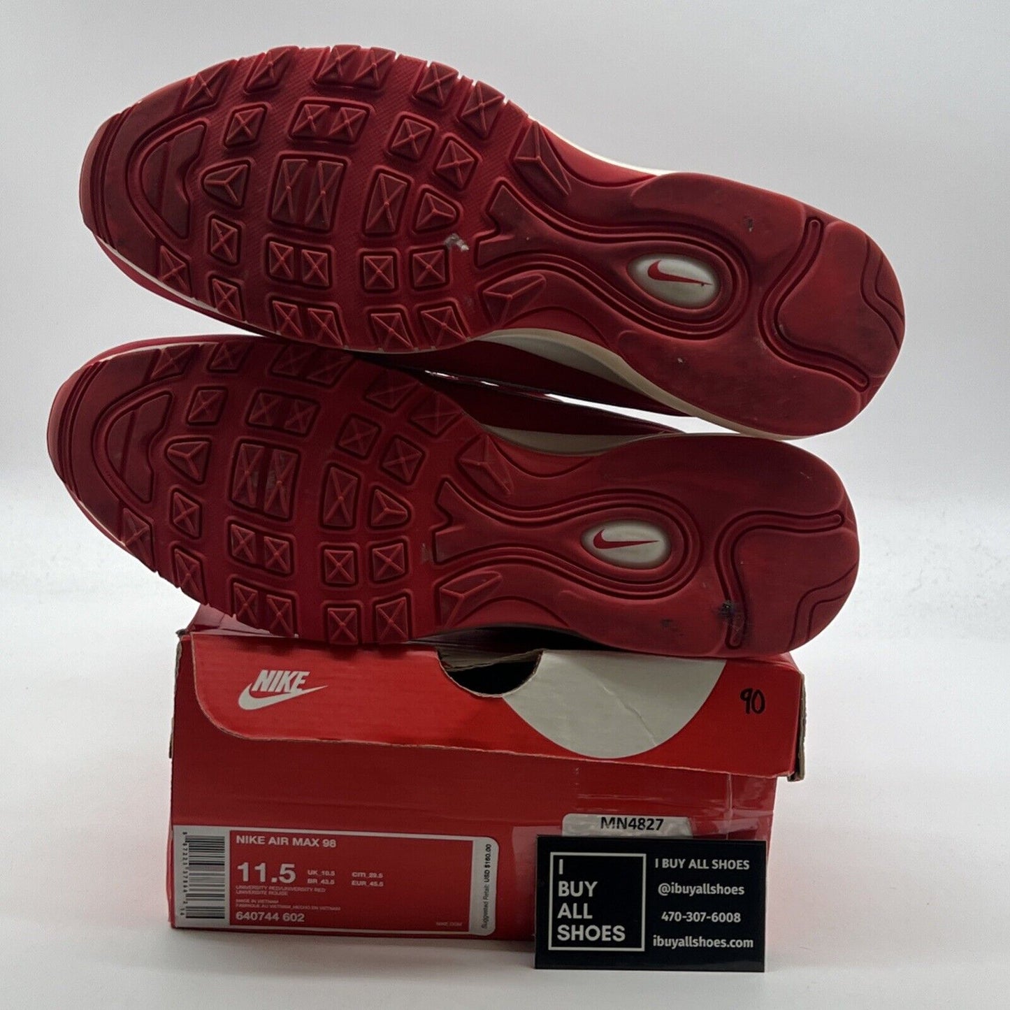 Size 11.5 - Nike Air Max 98 University Red (640744-602)