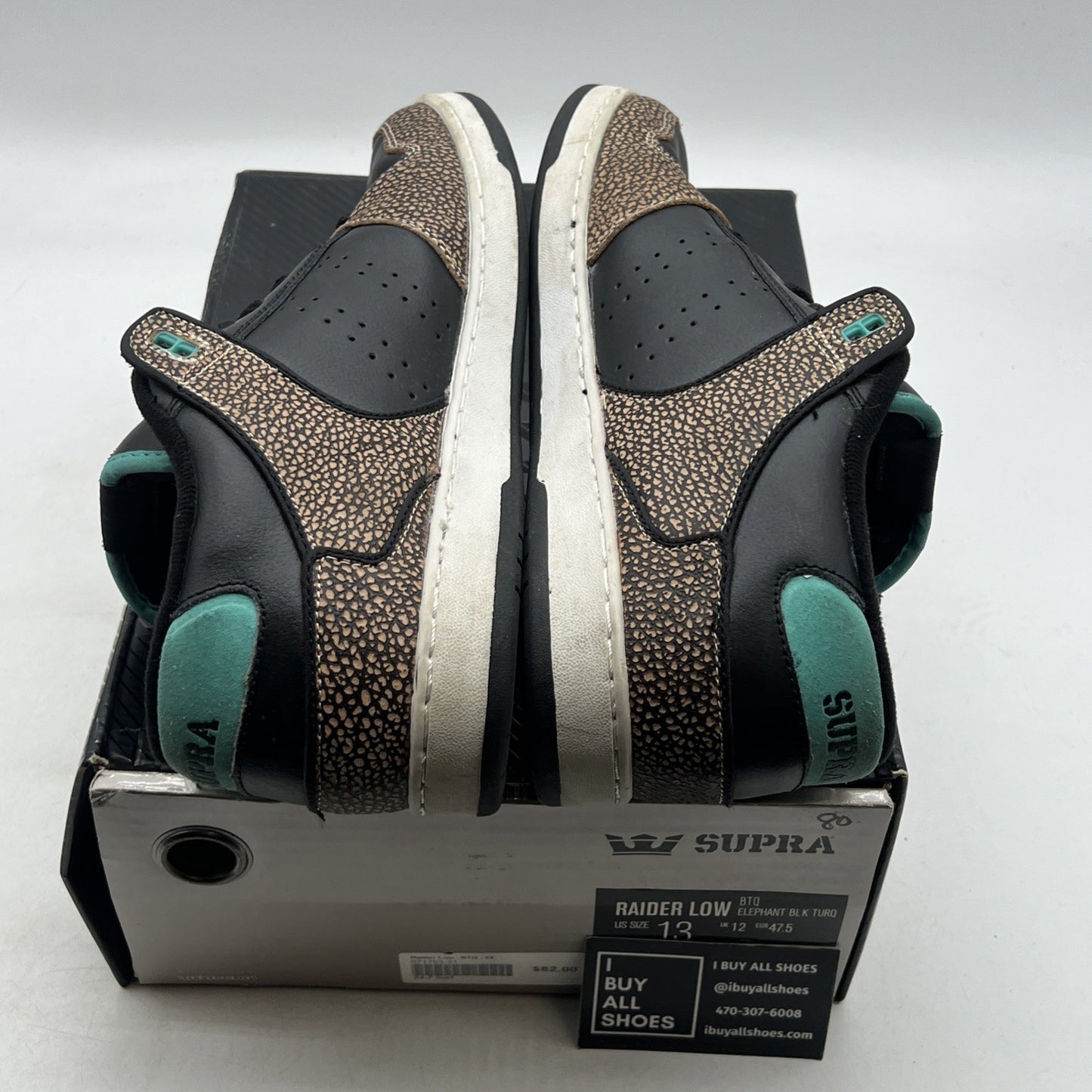 Size 13 - Supra Raider Low Pro Elephant Black Turq