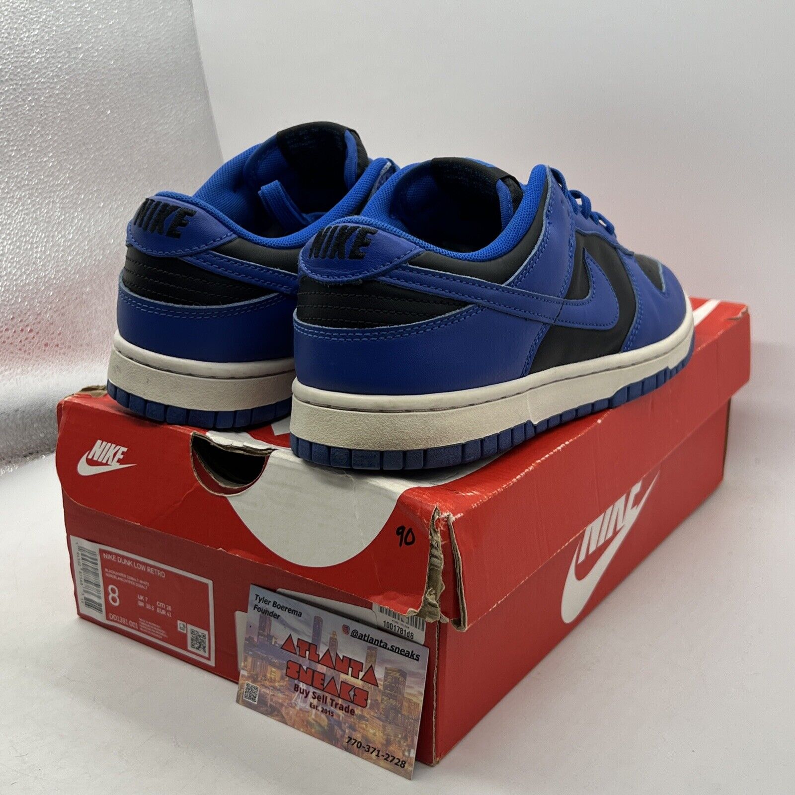 Size 8 - Nike Dunk Low Hyper Cobalt Black Blue Leather White (DD1391-001)