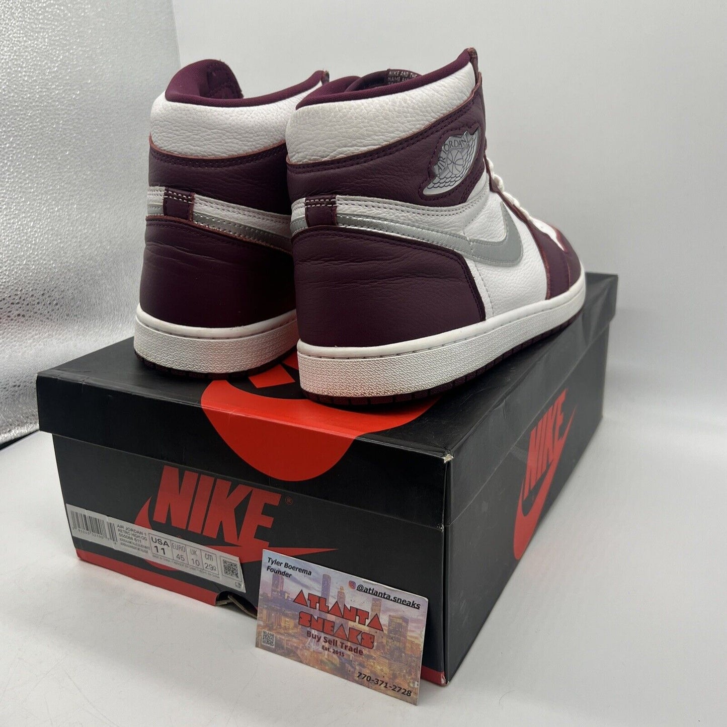 Air Jordan 1 Retro High OG ‘Bordeaux’ 555088-611 SIZE 11 Men’s White Leather