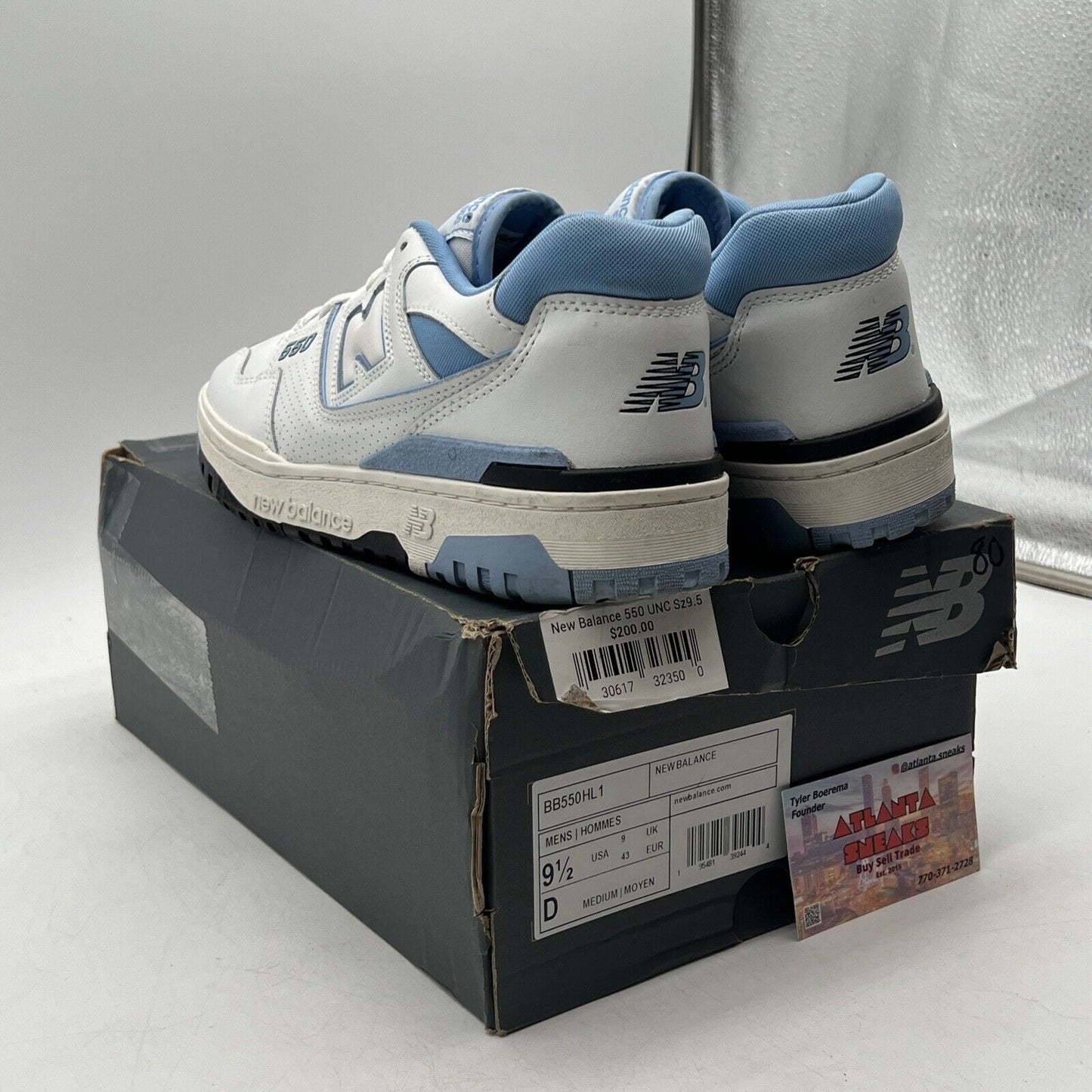 Size 9.5 - New Balance 550 Team Carolina Blue Black White Leather (BB550HL1)