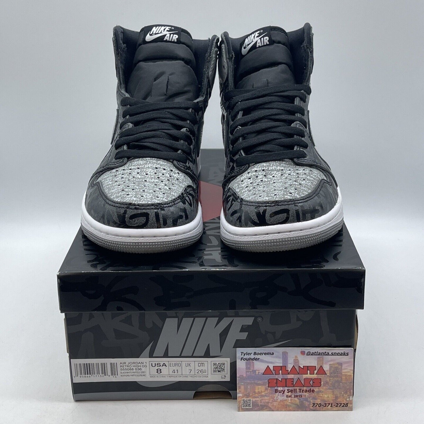 Size 8 - Jordan 1 OG High Rebellionaire Grey White Black Red (555088-036)