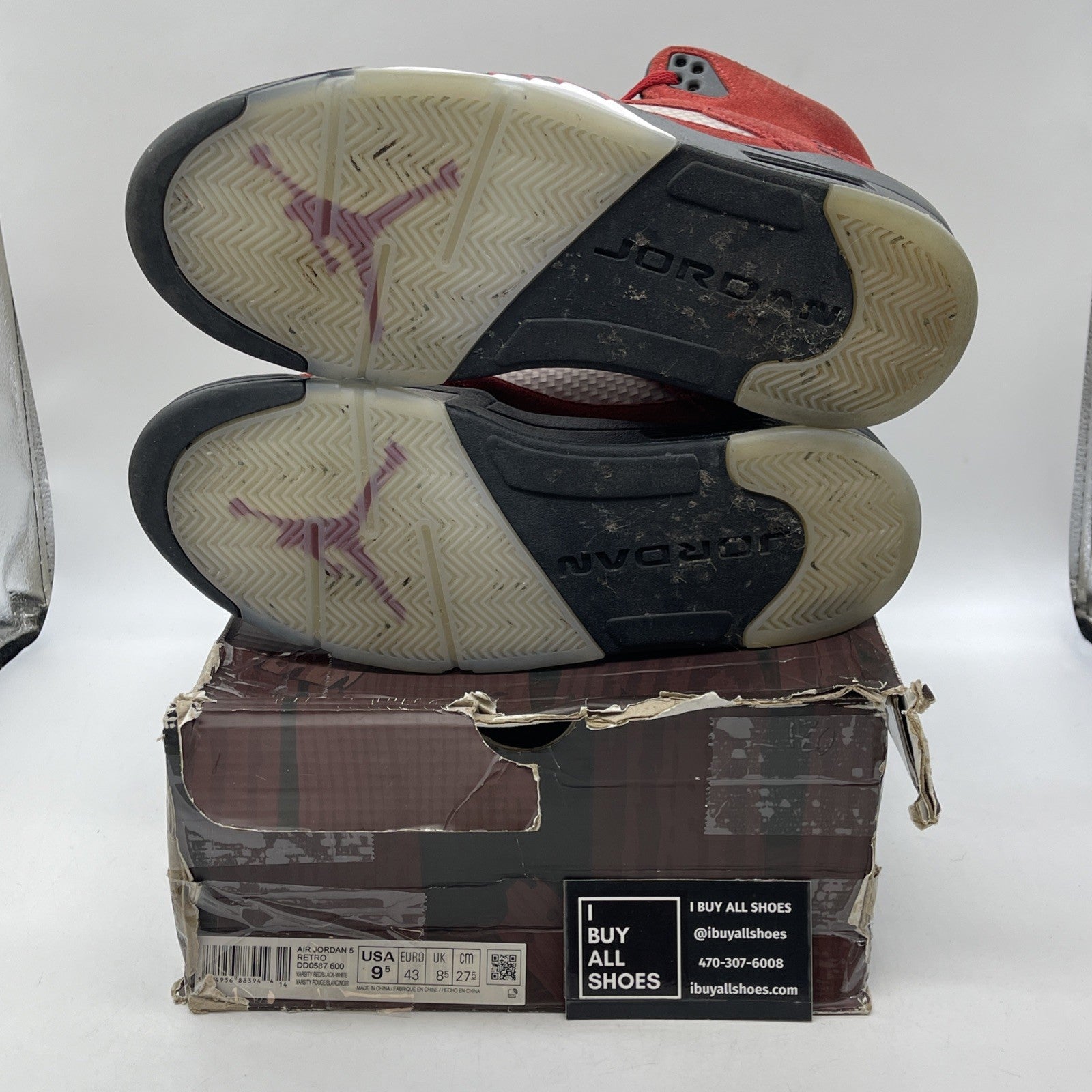 Size 9.5 - Jordan 5 Retro Mid Raging Bull Red Black Suede (DD0587-600)
