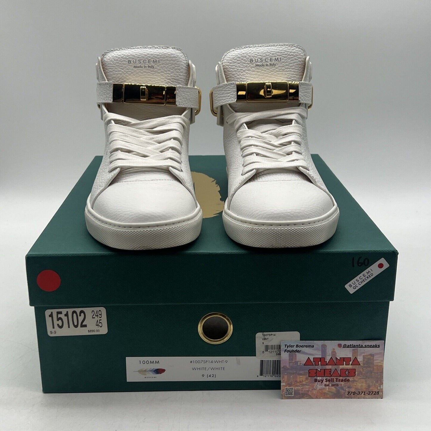 Size 9 - Buscemi Mens 100MM White Leather High Top Sneakers Shoes