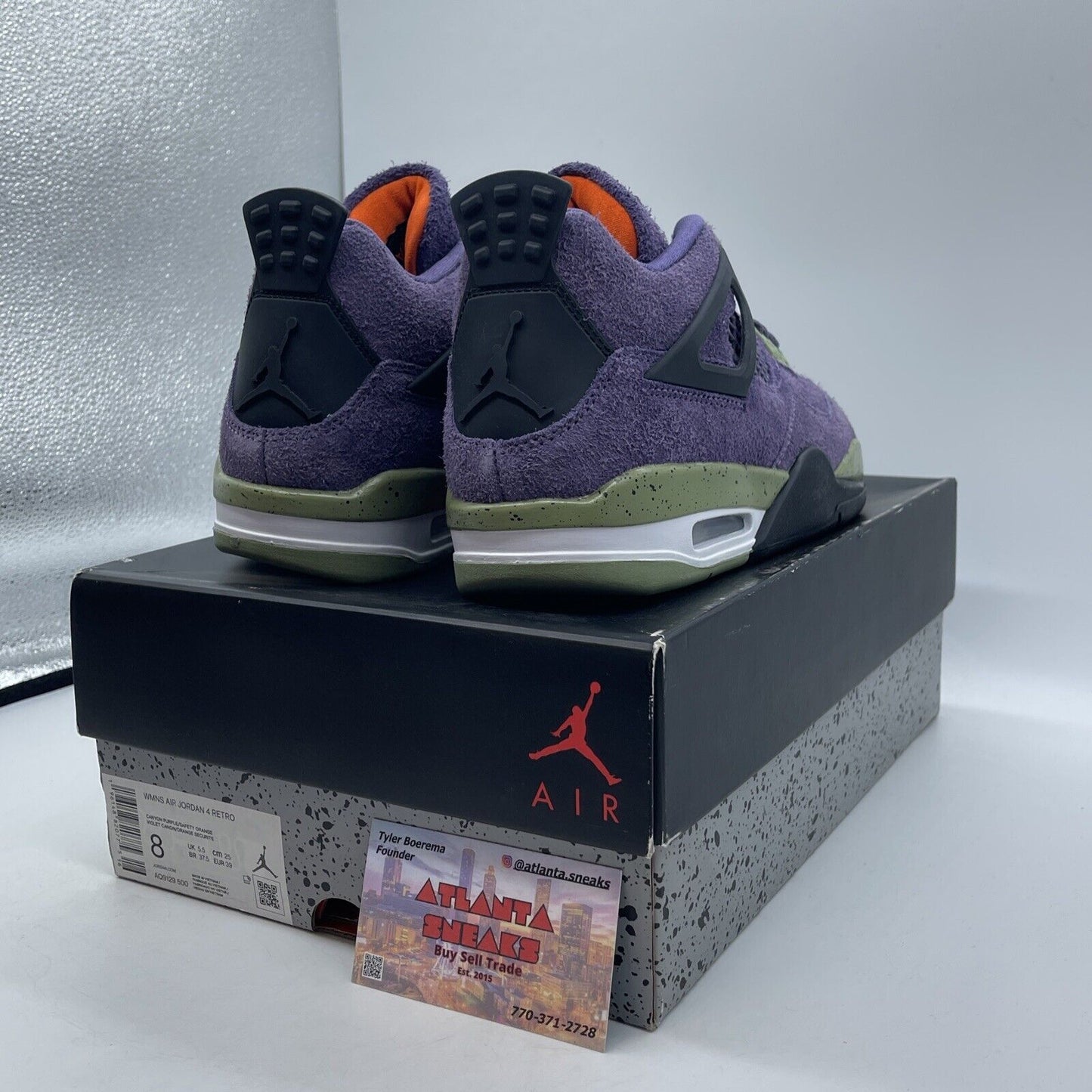 Size 8W - Jordan 4 Retro Mid Canyon Purple Green Black White Suede (AQ9129-500)