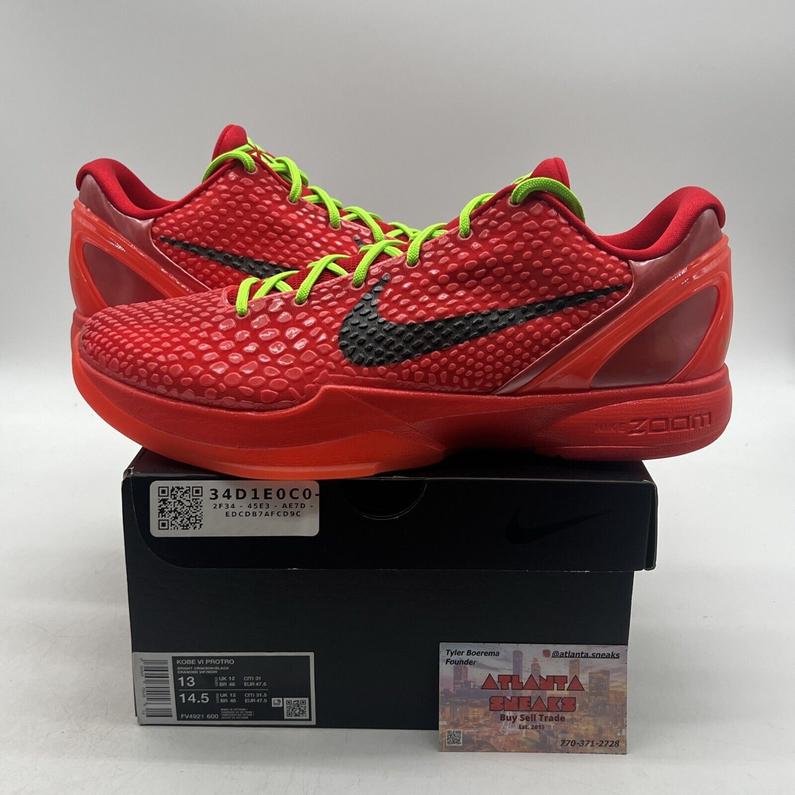 Size 13 - Nike Kobe 6 Protro Low Reverse Grinch (FV4921-600)