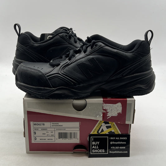 Size 9 - New Balance Steel Toe 627 Leather Triple Black (MID627B)