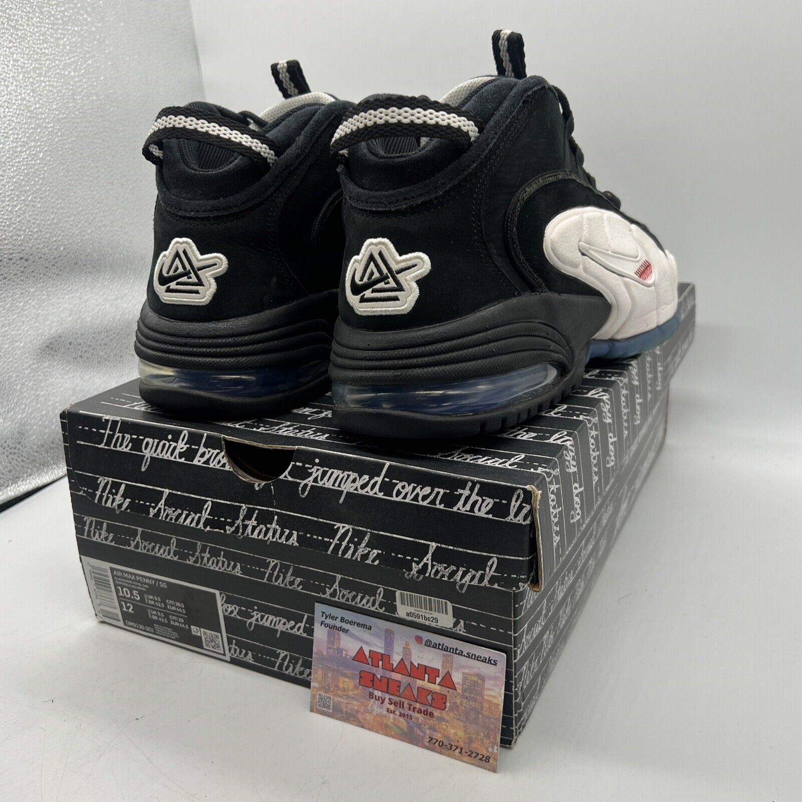 Size 10.5 - Nike Social Status x Air Max Penny 1 Recess - Black White Icey Suede