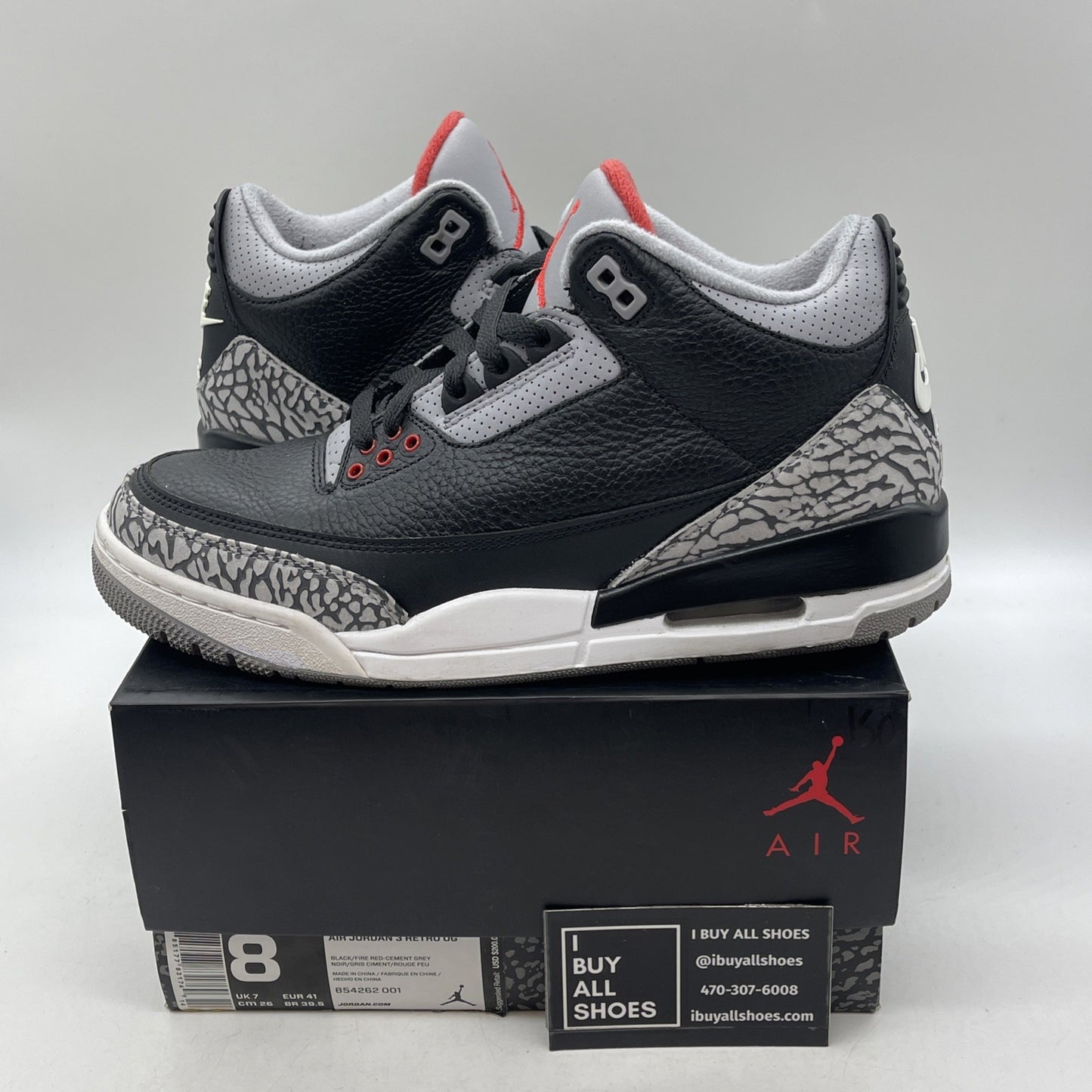 Size 8 - Air Jordan 3 Retro OG Mid Black Cement (854262-001)