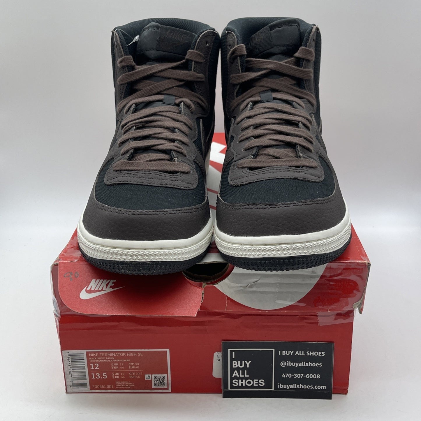 Size 12 - Nike Terminator High Velvet Brown Black Suede Leather (FD0651-001)