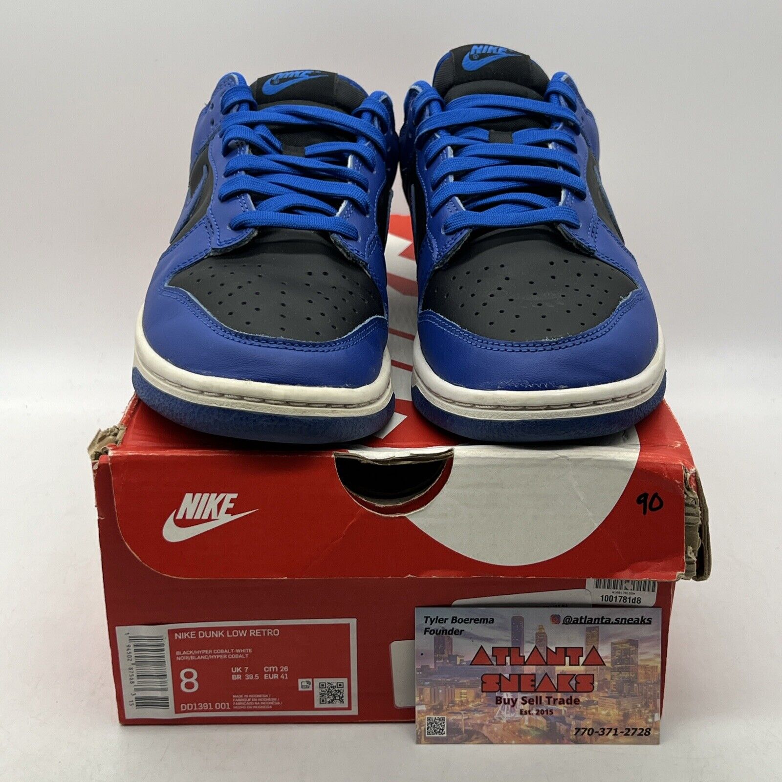 Size 8 - Nike Dunk Low Hyper Cobalt Black Blue Leather White (DD1391-001)