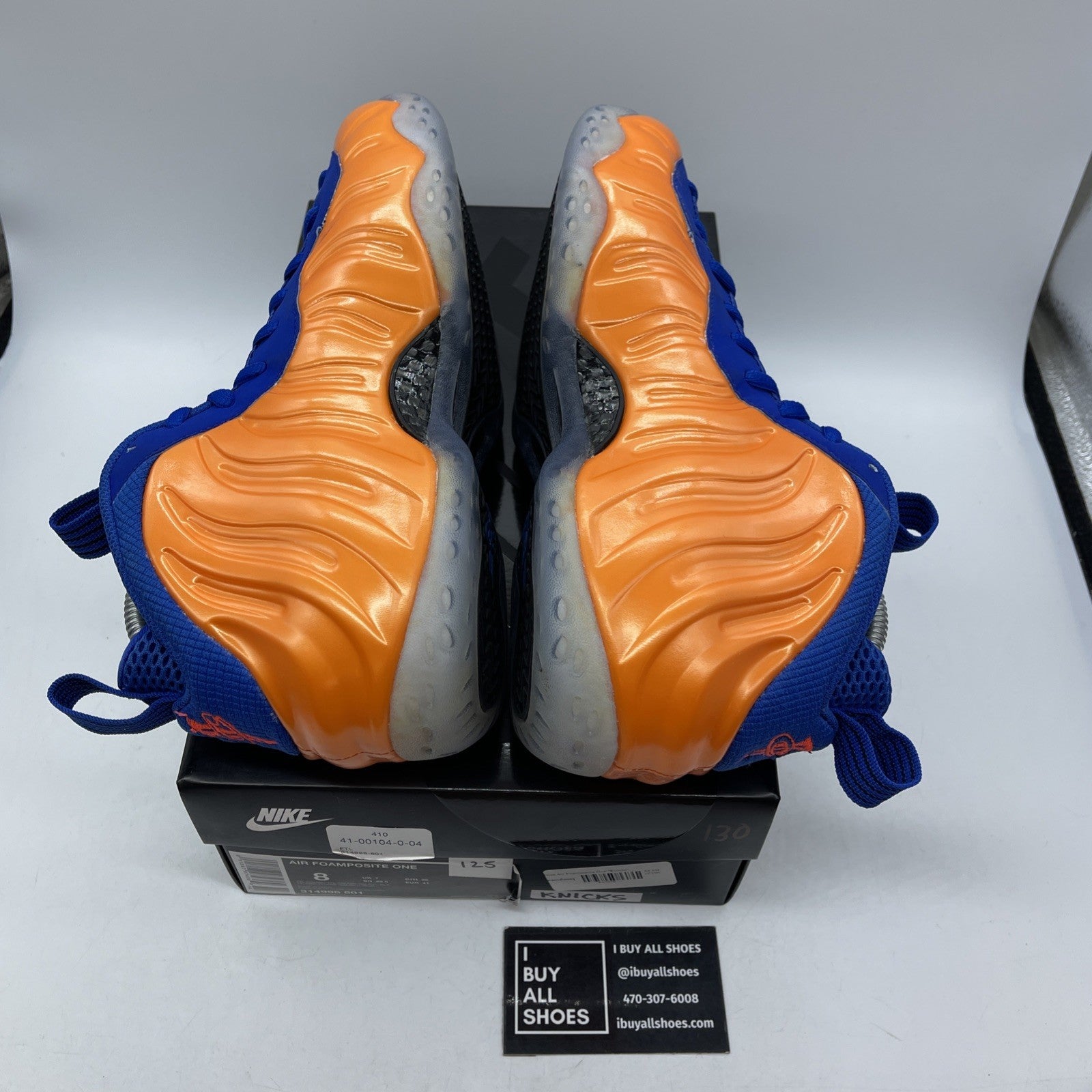 Size 8 - Nike Air Foamposite One Knicks Orange Blue Suede Leather (314996-801)