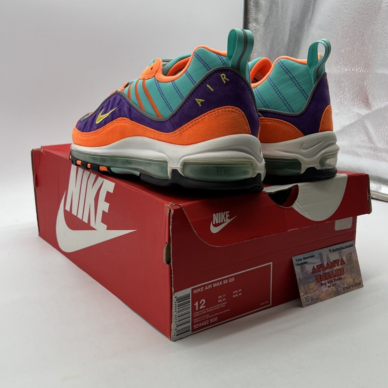 Size 12 - Nike Air Max 98 QS Cone (924462-800)