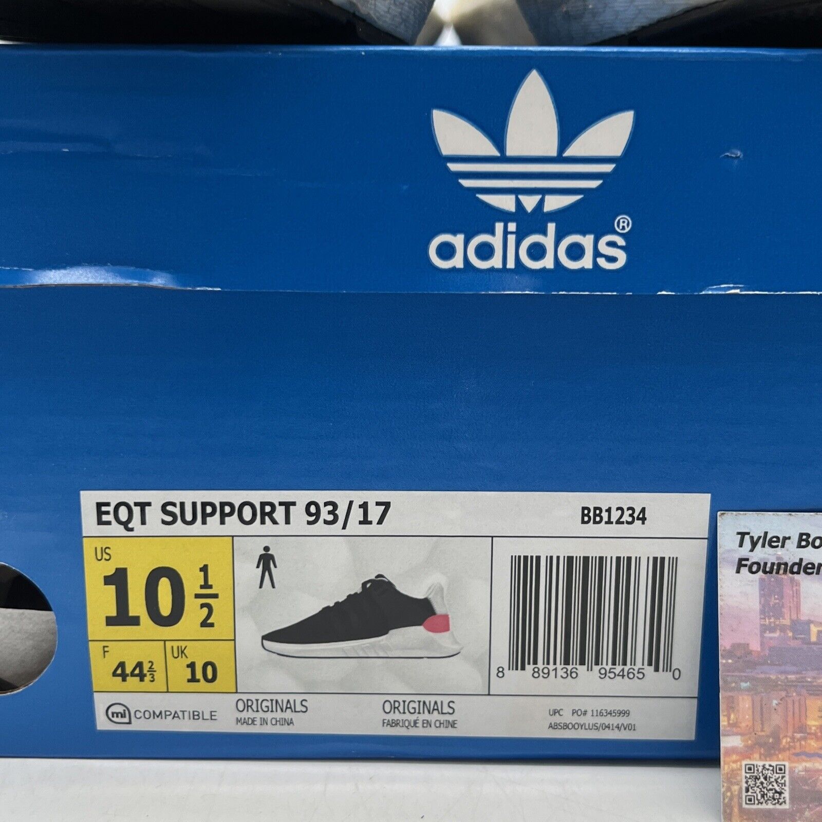 Size 10.5 - Adidas EQT Support 93/17 Core Black Turbo Red (BB1234)