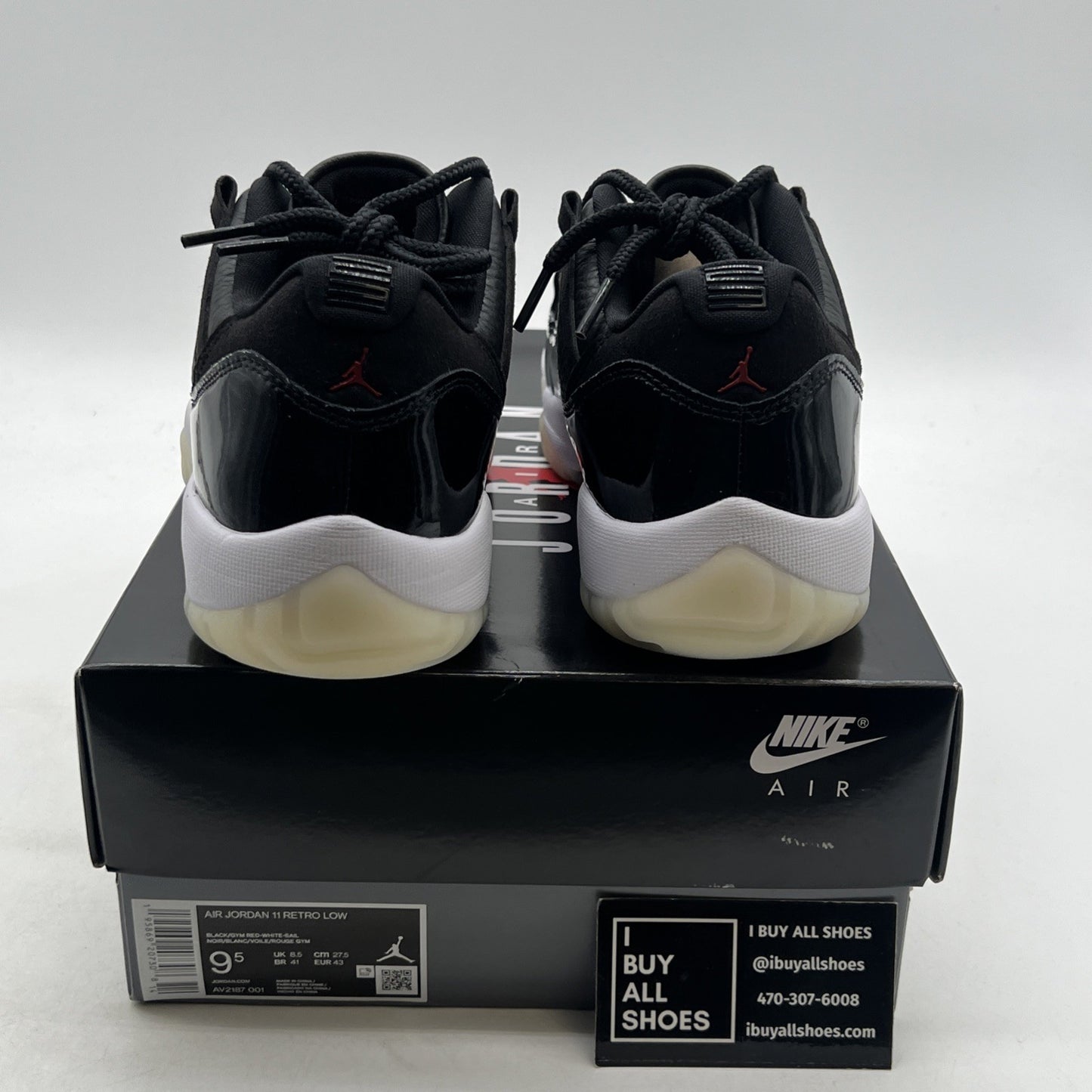 Size 9.5 - Air Jordan 11 Retro Low 72-10 Black Leather (AV2187-001)