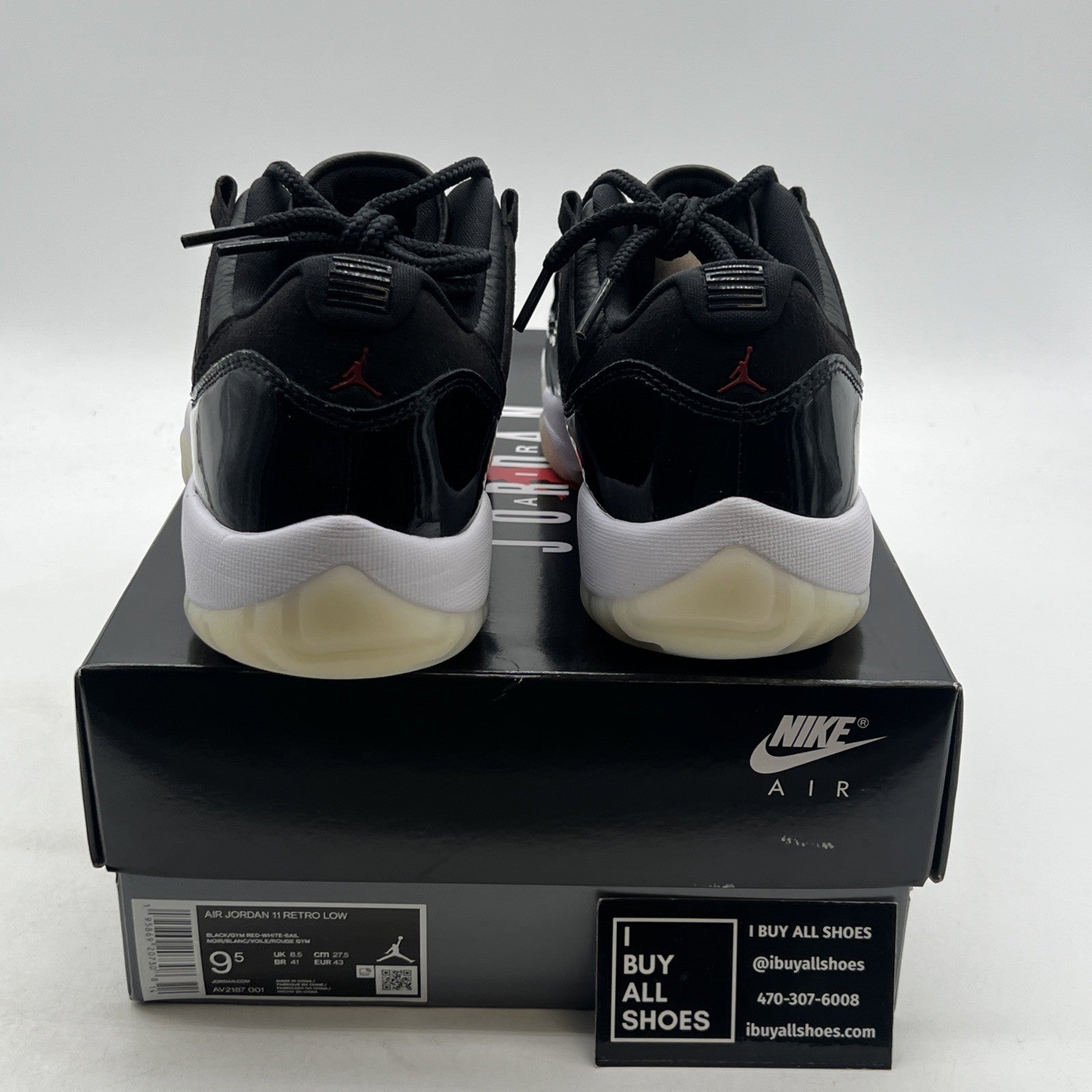 Size 9.5 - Air Jordan 11 Retro Low 72-10 Black Leather (AV2187-001)