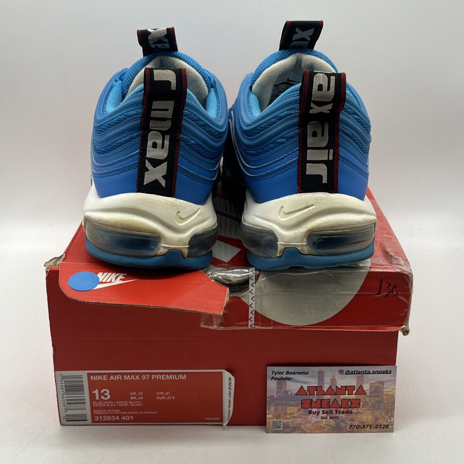 Size 13 - Nike Air Max 97 Blue Hero Black White Red (312834-401)