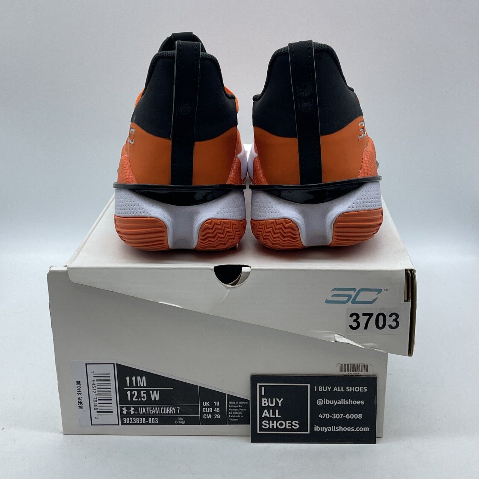 Size 11 - Under Armour Curry 7 Team Team Orange Black White Suede (3023838-803)