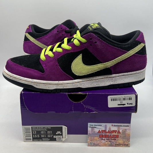 Size 12 - Nike Dunk Pro SB Low Red Plum Black Purple Suede White (BQ6817-501)