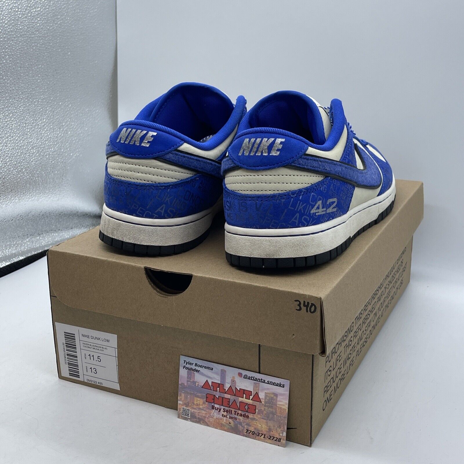 Size 11.5 - Nike Dunk Low Jackie Robinson Blue Grey Suede Leather (DV2122-400)