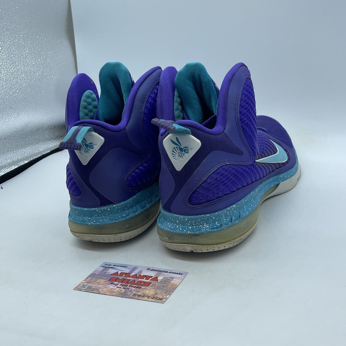 Size 10.5 - Nike LeBron 9 Summit Lake Hornets Purple Suede Leather (469764-500)