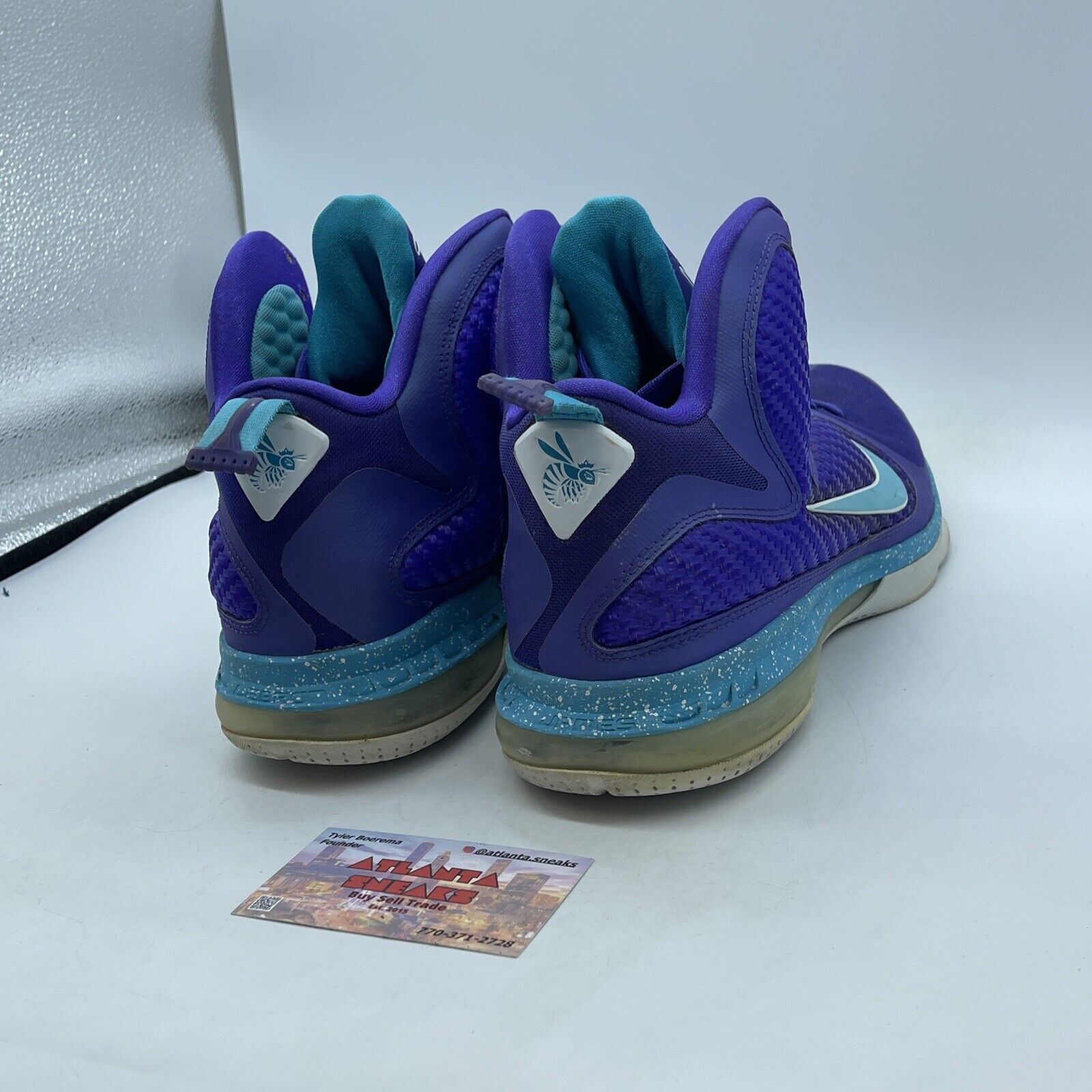 Size 10.5 - Nike LeBron 9 Summit Lake Hornets Purple Suede Leather (469764-500)