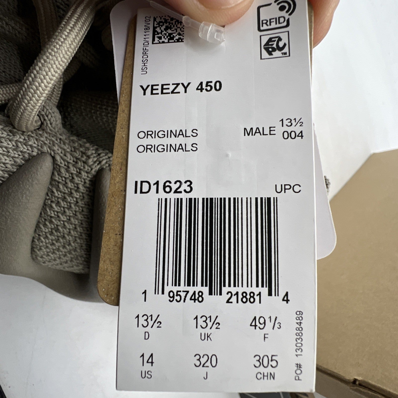 Size 14 - Adidas Yeezy 450 Stone Flax Brown Suede (ID1623)