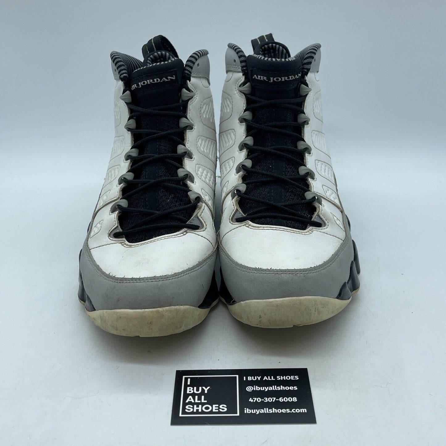 Size 10 - Air Jordan 9 Retro Barons White Gray Black Leather (302370-106)