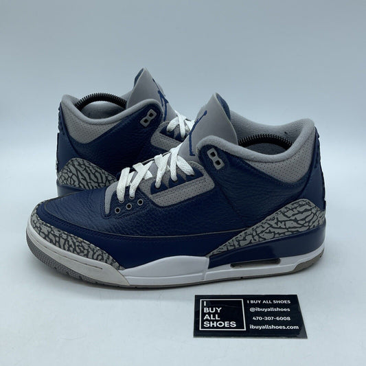 Size 9 - Jordan 3 Retro Blue Grey White Suede Leather (CT8532-401)