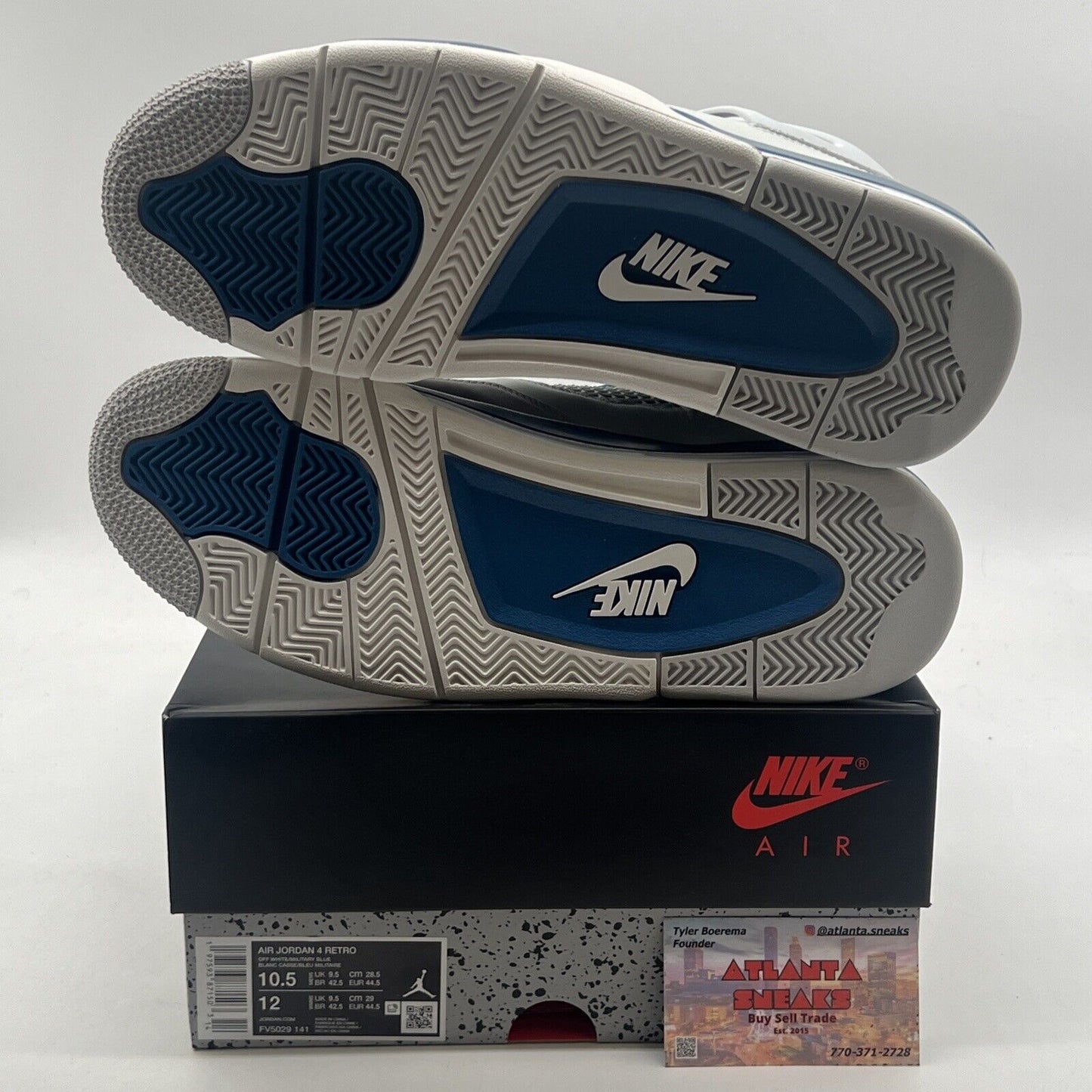 Size 10.5 - Air Jordan 4 Retro 2024 Military Blue (FV5029-141).