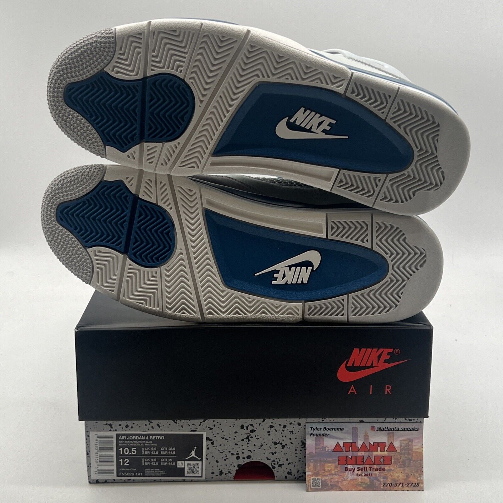 Size 10.5 - Air Jordan 4 Retro 2024 Military Blue (FV5029-141).