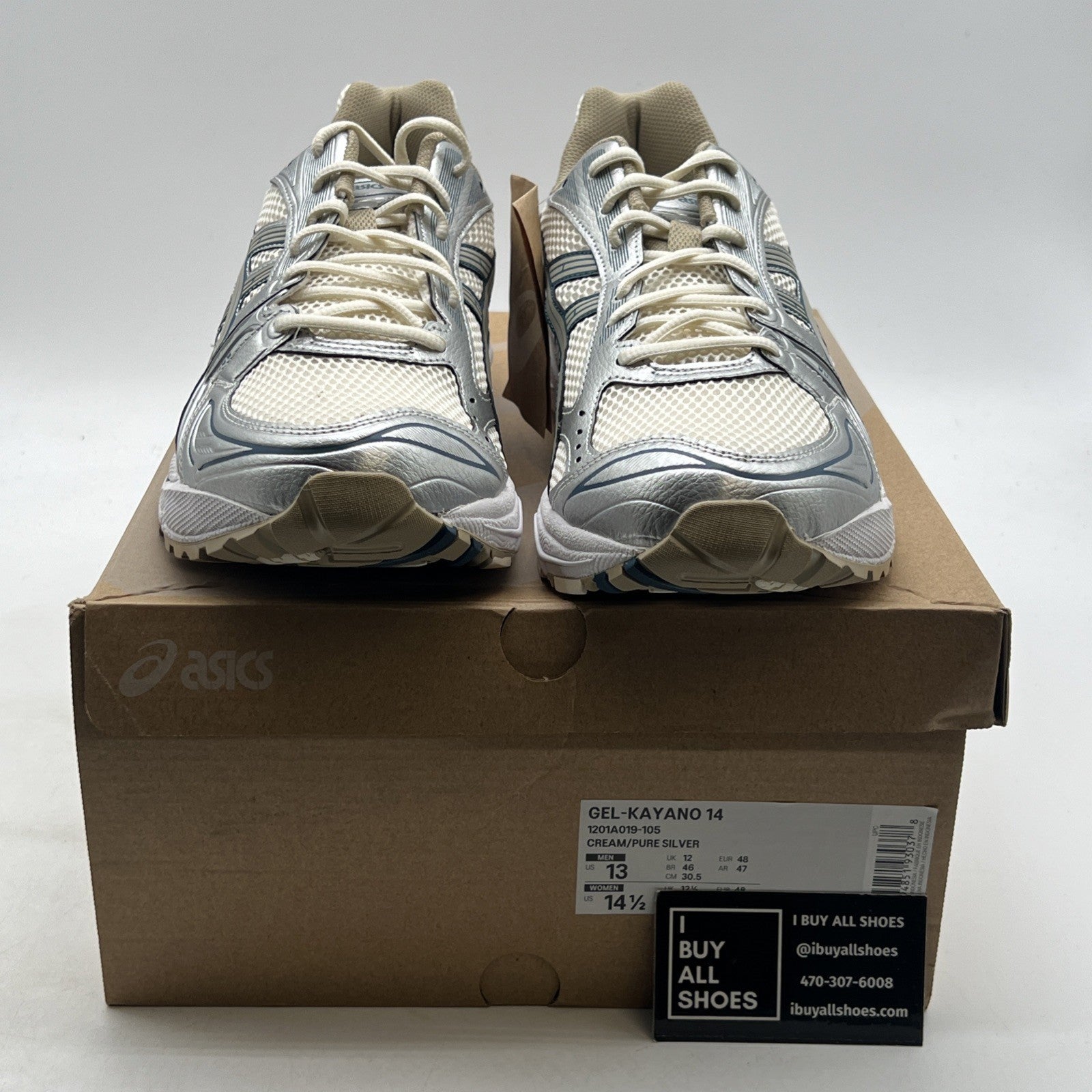 Size 13 - ASICS Gel Kayano 14 Cream Pure Silver (1201A019-105)