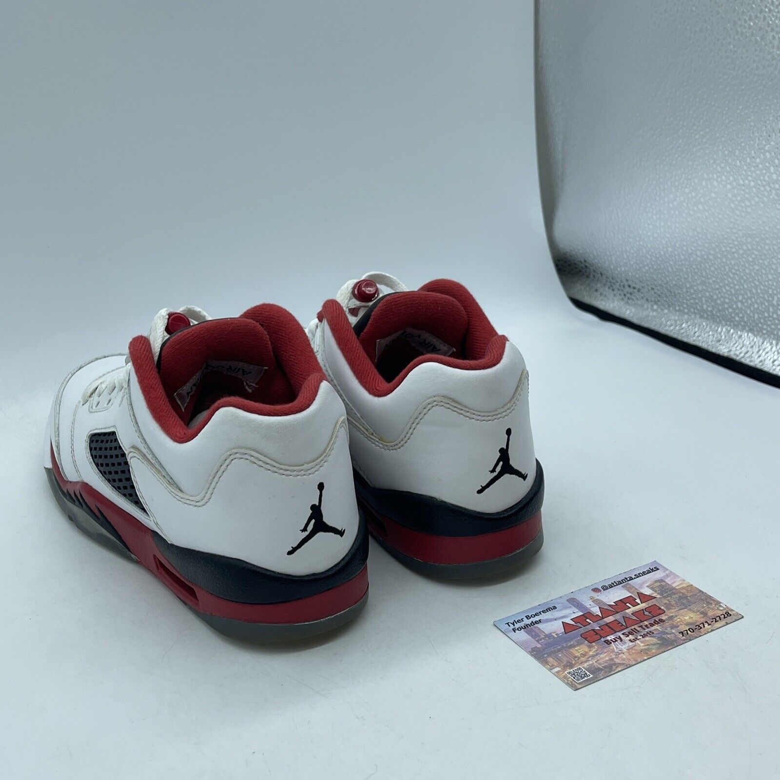 Size 4.5Y- Air Jordan 5 Retro 2016 Low Fire Red Black White Leather (314338-101)