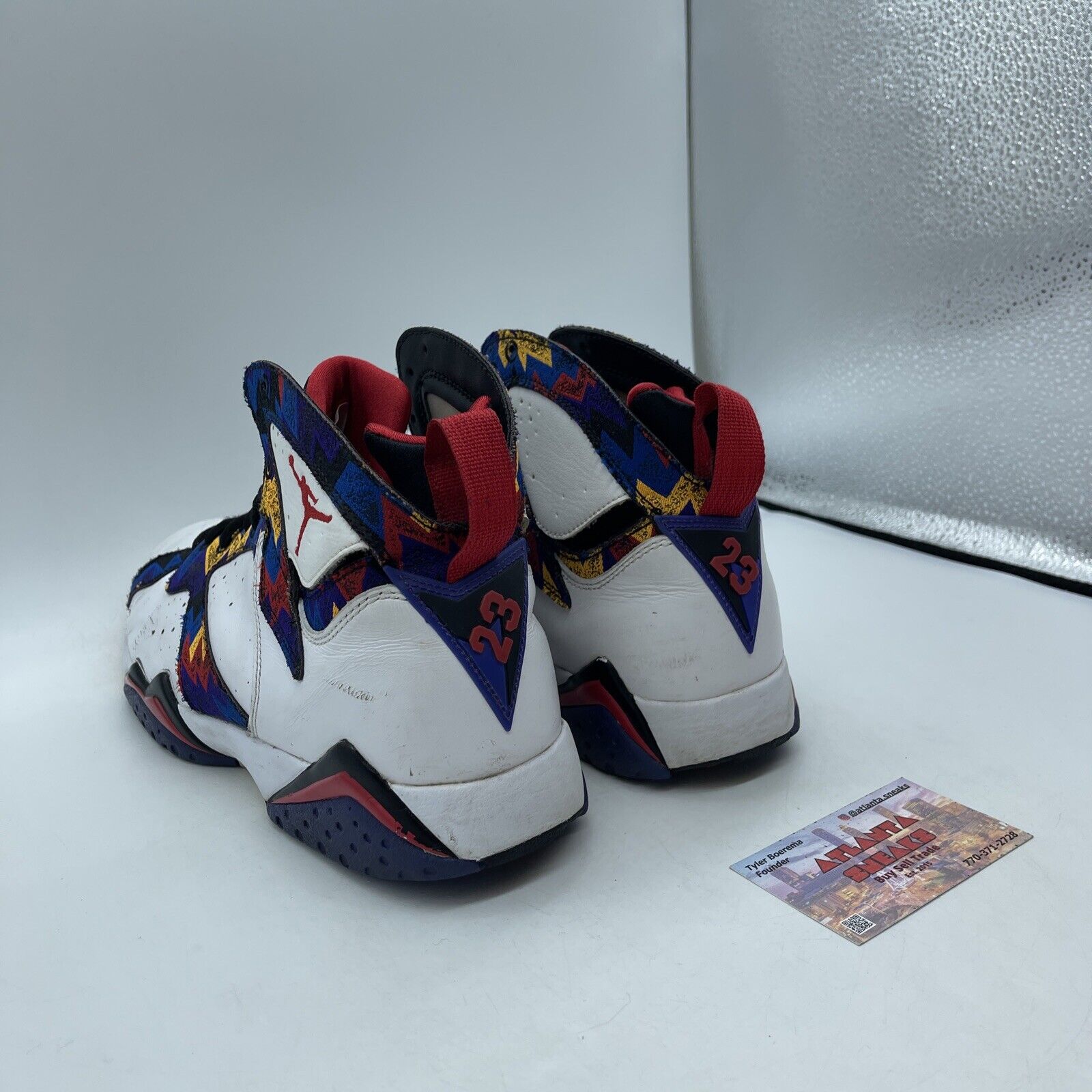 Size 10.5 - Air Jordan 7 Retro Sweater White Purple Yellow (304775-142)