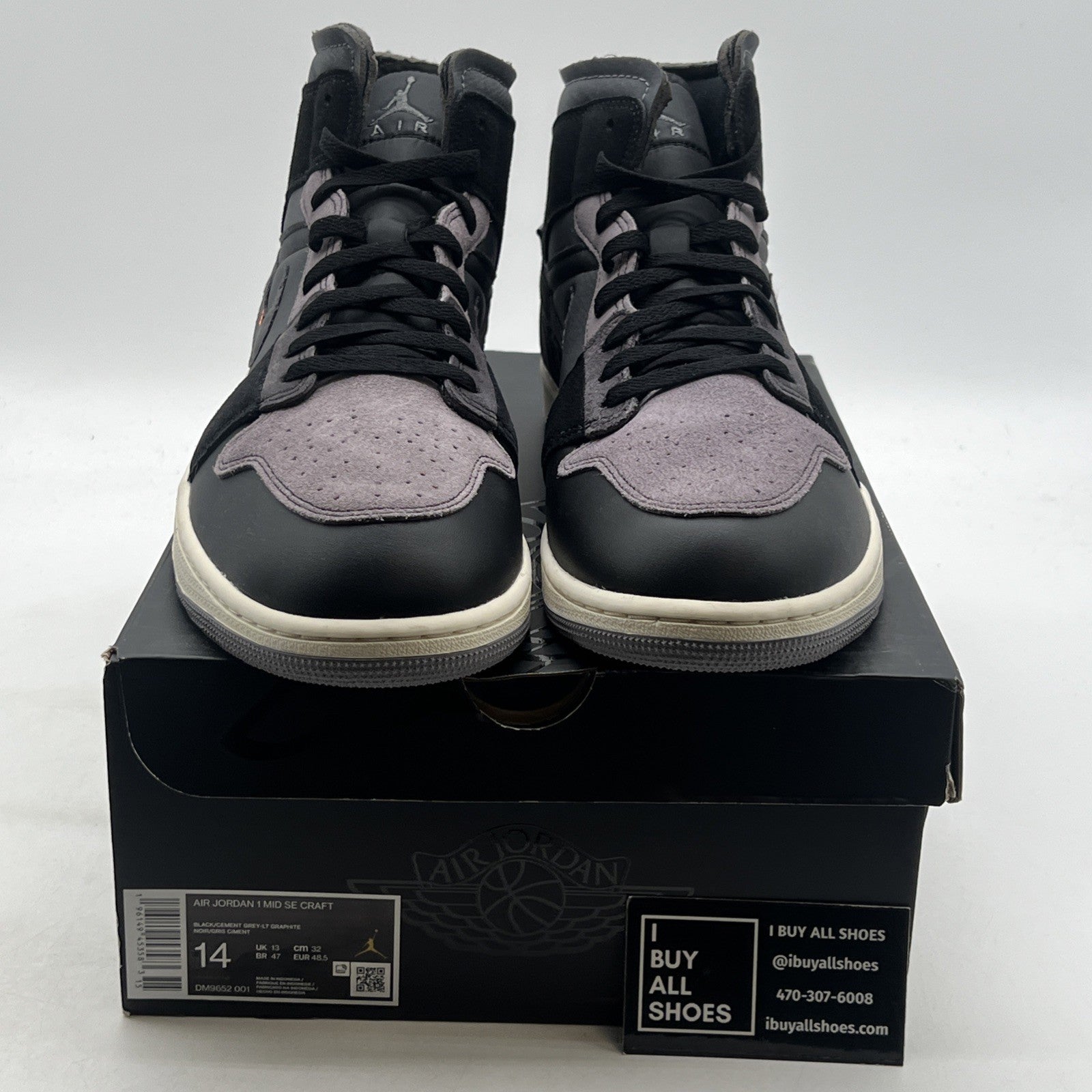 Size 14 - Air Jordan 1 SE Craft Mid Inside Out - Black (DM9652-001)