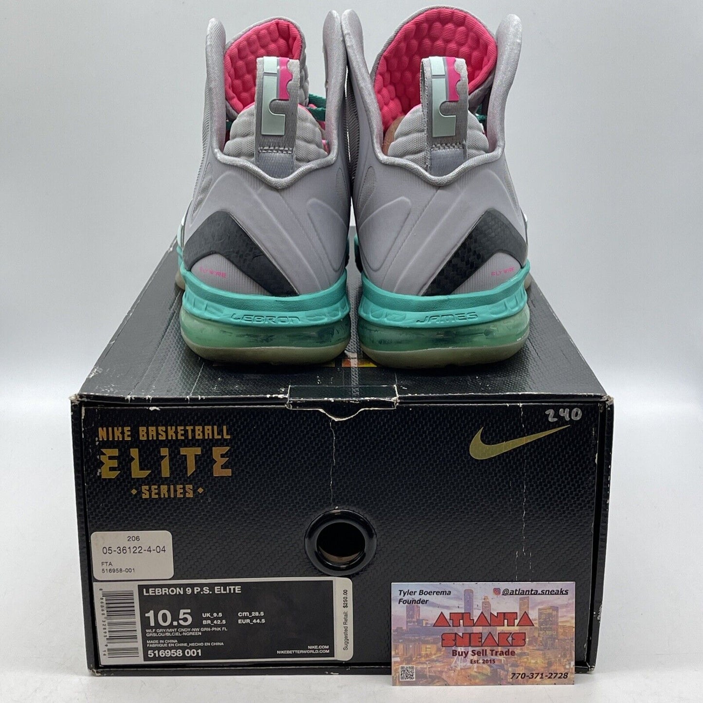 Size 10.5 - Nike LeBron 9 P.S. Elite South Beach Suede Leather (516958-001)