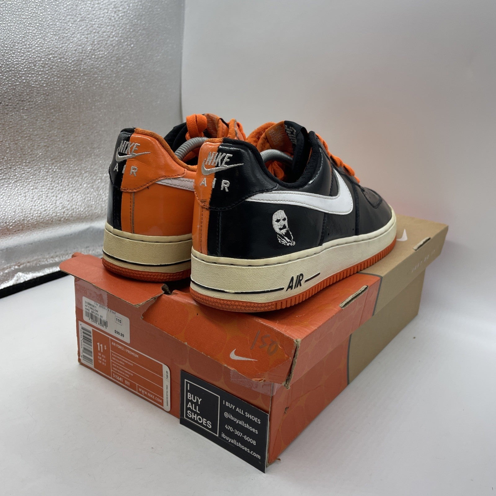 Size 11.5 - Nike Air Force 1 Premium Halloween Orange Black (313641-011)
