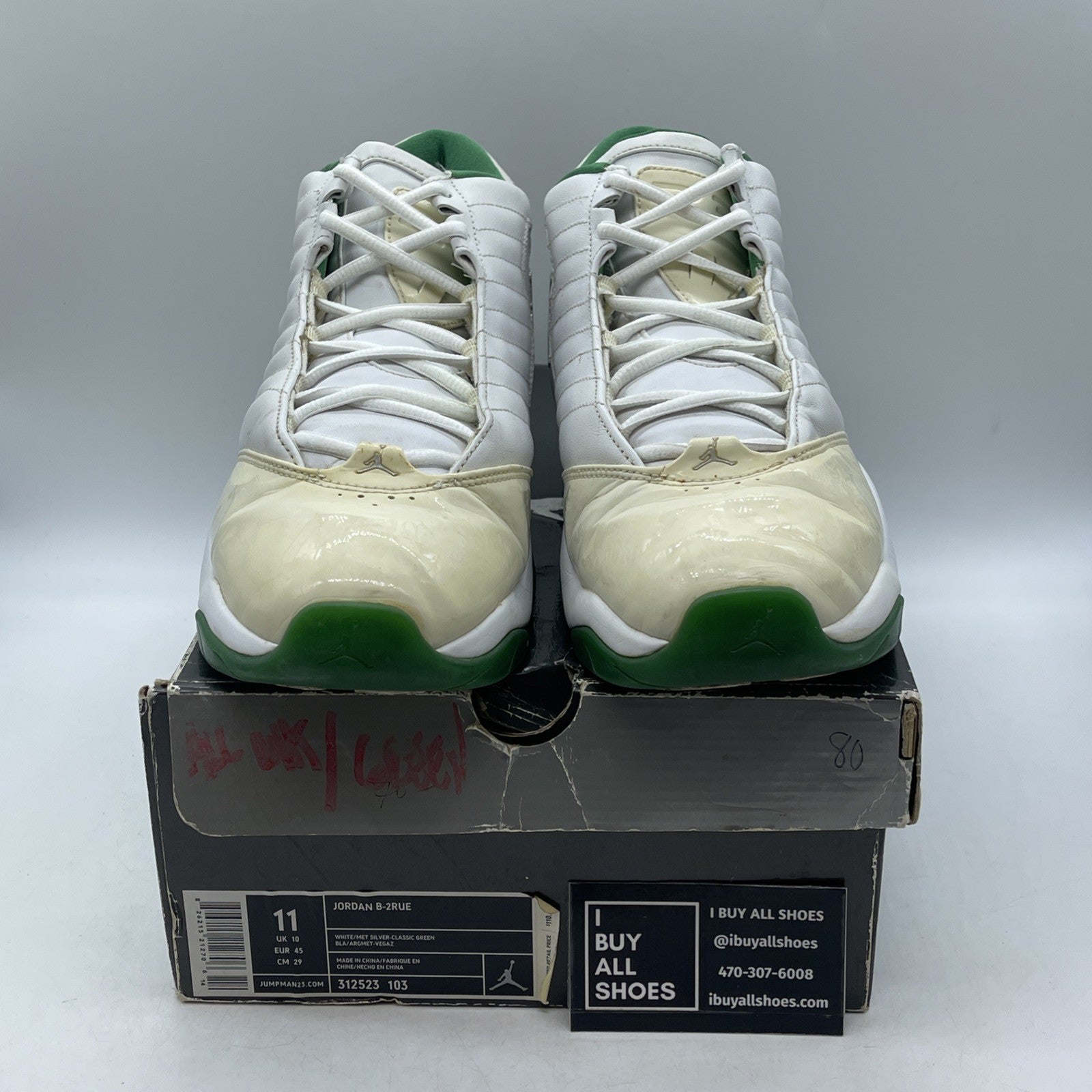 Size 11 - Nike Air Jordan Leather B'2rue 11 White Silver Green (312523 2005)
