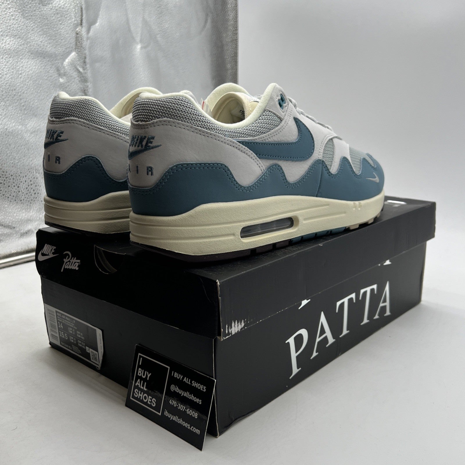 Size 14 - Nike Air Max 1 Patta Waves Noise Aqua (DH1348-004)