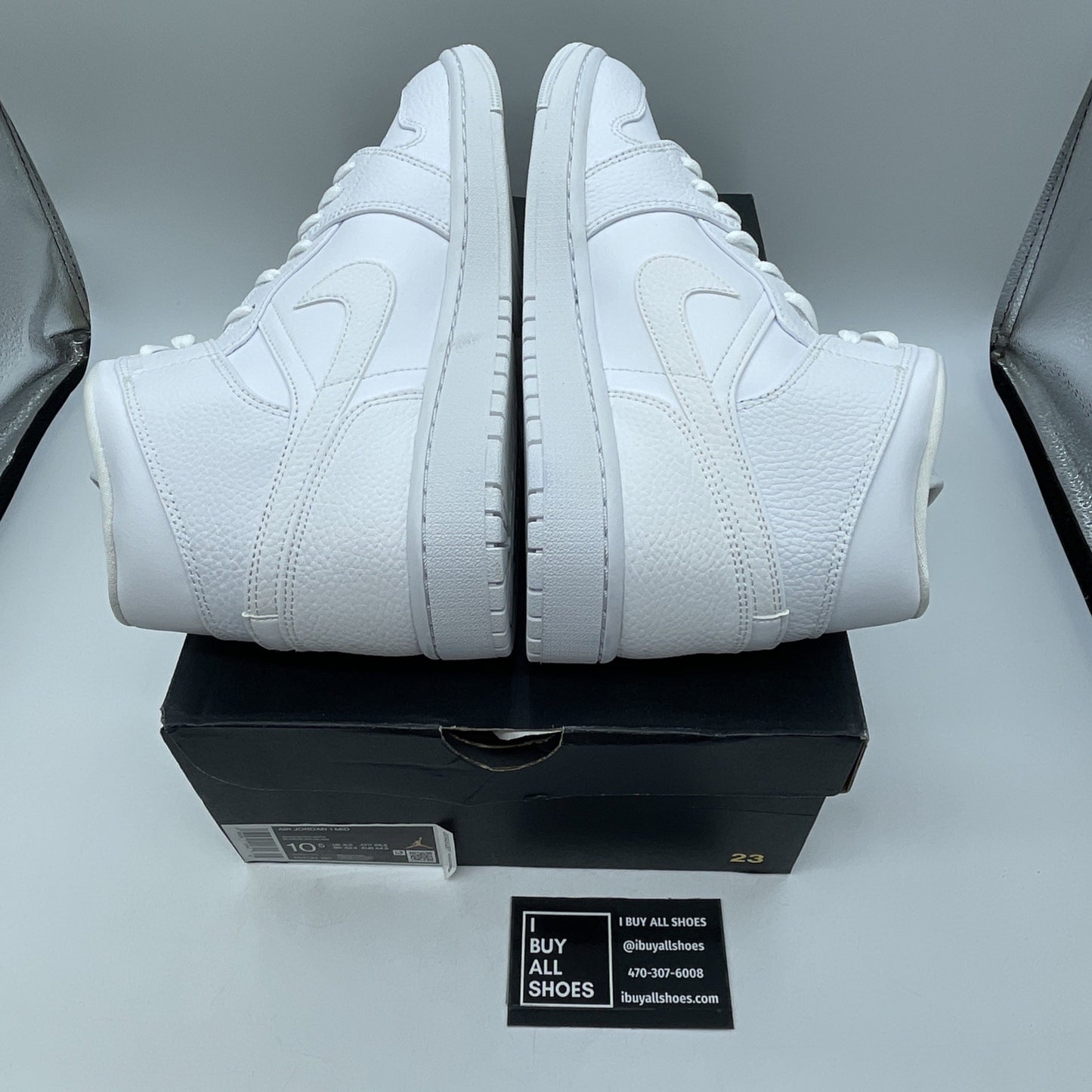 Size 10.5 - Air Jordan 1 Mid Triple White Leather (554724-130)