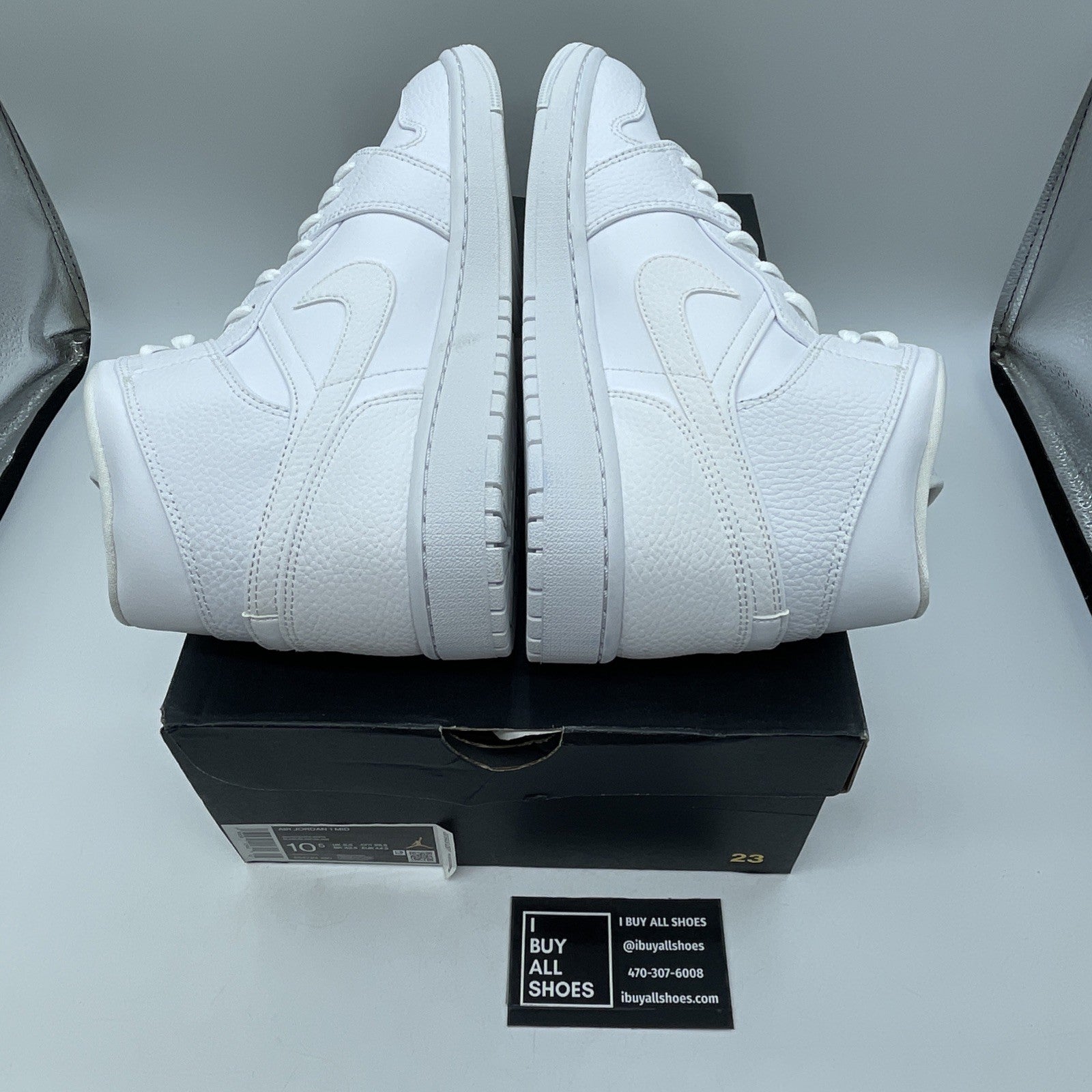 Size 10.5 - Air Jordan 1 Mid Triple White Leather (554724-130)