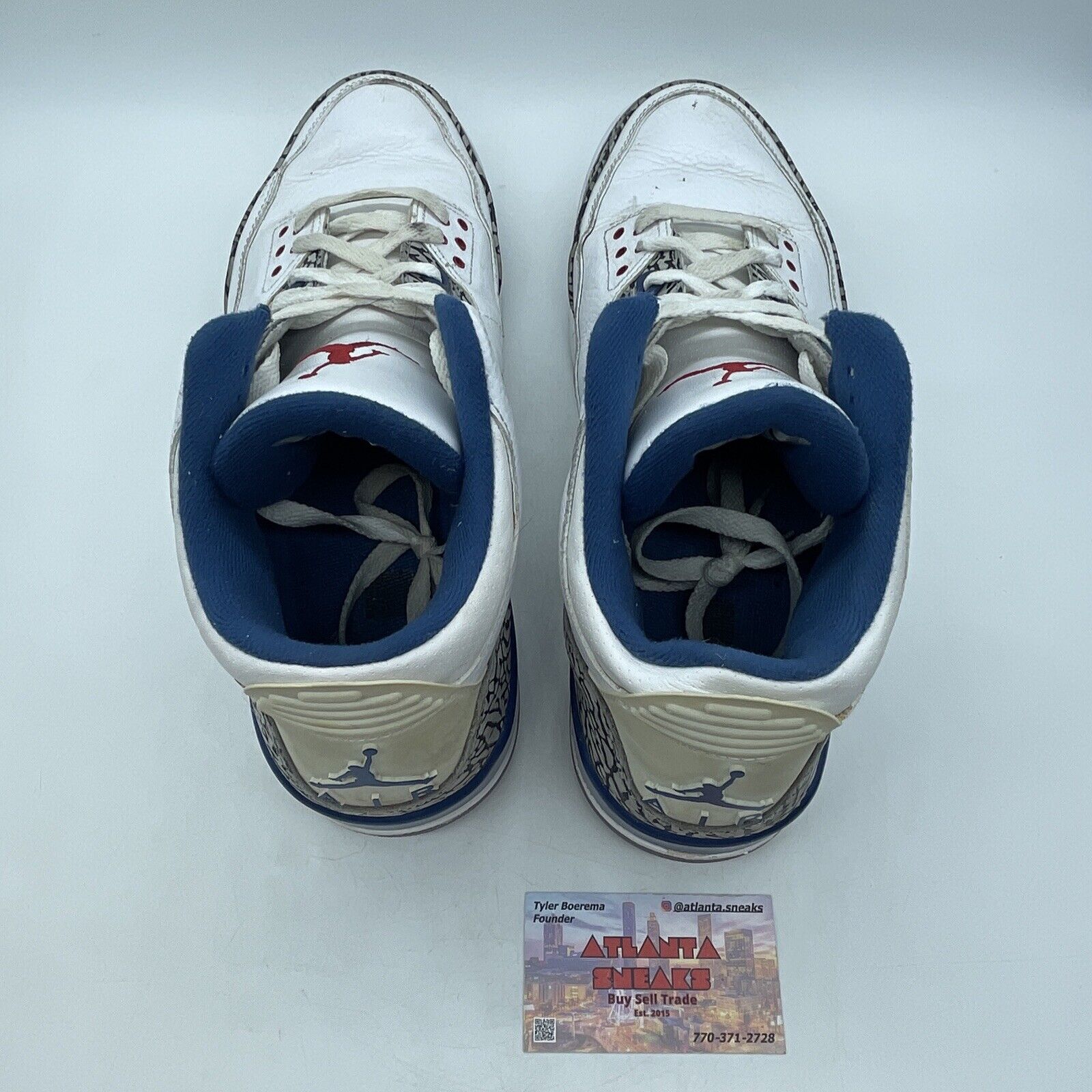 Size 13 - Air Jordan 3 Retro 2011 True Blue Grey White Red Blue (136064-104)
