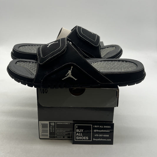 Size 10 - Air Jordan Hydro Slides Retro 4 Black Cat Mens (343104-001)