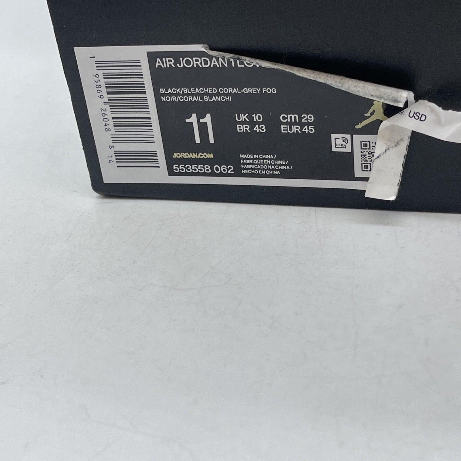 Size 11 - Air Jordan 1 Low Grey Fog Bleached Coral (553558-062)